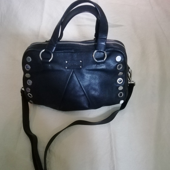 Calvin Klein black leather satchel handbag - Picture 1 of 10